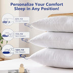 Shatex Medium Firm Pillow Queen Size 28 x 20 inch, Adjustable Back Pillow for Neck Pain Relief, Provide Strong Support for Stomach & Side Sleepers