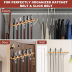 Belt Hanger for Closet Max 42 Belts, 2-in-1 Wall Mount Belt Organizer with 360° Rotating Hooks, Wooden Tie and Belt Rack for Closet Accessories Organizers and Storage, 12+11 Storage