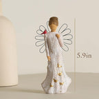 Sympathy Angel Figurines for Loss of Loved Ones Angel Statues Home Decor Serenity Prayer Gifts for Women Resin Sculpted Hand-Painted Figure Bereavement Gift Praying Hands Statue