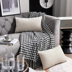 Ivory White Couch Pillow Covers: 2 Pack 12x20 Inch Original Striped Velvet Rectangular Throw Pillow Cases for Farmhouse Home Decor