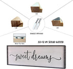 Surfapans Sweet Dreams Wall Decor Above Bed 32"x12" Master Bedroom Guest Room Wood Framed Rustic Over Bed Wall Art Sign (Black)