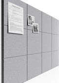 Bumusty Large Cork Board 48" x 36" Alternative - 12 Pack Felt Wall Tiles with 70 Safe Removable Adhesive Tabs, 30 Pushpins, Cork Boards for Walls Pin Board Bulletin Board Office Decor (Soft Gray)