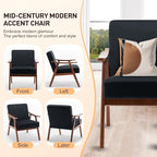 KEIKI Mid-Century Modern Accent Chair with Solid Wood Frame, Wingback Armchair for Living Room Bedroom Home Office Lounge Seating