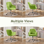 Warmiehomy Velvet Desk Chair for Home Office, Modern Adjustable Swivel Task Chair, Women Vanity Chairs with Arm Rest for Bedroom Dressing Room, Light Green