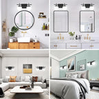 Bathroom Light Fixtures Over Mirror, Black Vanity Lights for Bathroom with White Frosted Glass, 2-Light Modern Vanity Lighting Fixtures Globe Sconces Wall Light for Bedroom Living Room Cabinet