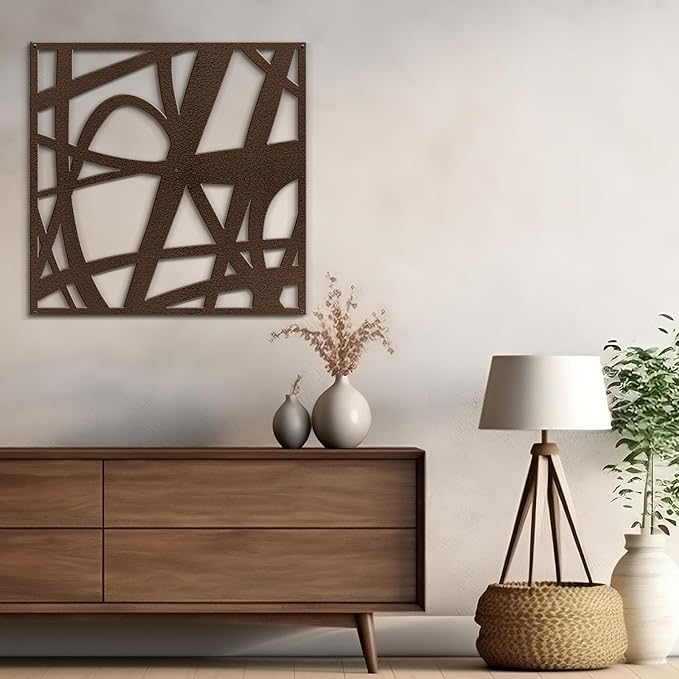 SIGNLEADER Metal Wall Art Decor Abstract Bronze Stroke Lines Modern Abstract Wall Sculpture Hangings Home Decoration for Living Room, Bedroom, Bathroom, Kitchen, Outdoor - 36" Bronze