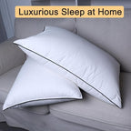 Luxury Down Fiber Pillows Queen Size, Bed Pillows for Sleeping, Pillow for Back, Stomach or Side Sleepers