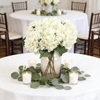 Kimura's Cabin 6Pcs Fake White Hydrangea Flowers Artificial Silk Hydrangeas with Stems Faux Hydrangea Bouquets for Home Wedding Party Table Core Decoration (White, Pack of 6)