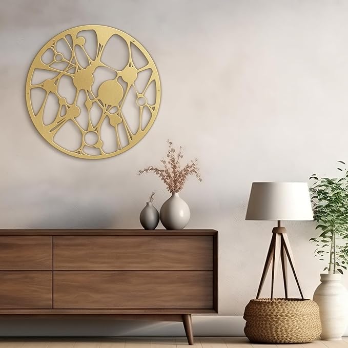 SIGNLEADER Metal Wall Art Decor Abstract Geometric Minimalist Modern Abstract Wall Sculpture Hangings Home Decoration for Living Room, Bedroom, Bathroom, Kitchen, Outdoor - 18" Gold