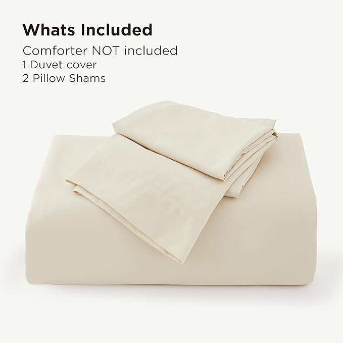 Bedsure 100% Rayon Derived from Bamboo Duvet Cover King Size - Lightweight Silky Cooling Comforter Cover Set for Hot Sleepers, Breathable & Moisture-Wicking Bedding Set, Light Beige