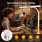 Upgraded LED Desk Lamp for Home Office with RGB, Rotatable Computer Desk Light with Remote, Eye Caring Table Lamp with Clamp, Dimmable Dual Head Desk Lighting for Desktop, 22W, White