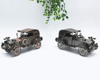 Metal Antique Vintage Car Model QBOSO Handcrafted Collections Collectible Vehicle Toys for Bar or Home Decor Decoration Great Birthday Gift (Black-Silver, Large