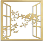 SIGNLEADER Metal Wall Art Decor Bird Silhouette on Branch Modern Abstract Wall Sculpture Hangings Home Decoration for Living Room, Bedroom, Bathroom, Kitchen, Outdoor - 30" Gold