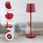 Generation Lighting Mena Accent Rechargeable Table Lamp – 14.5” Dark Red Steel Lamp with 3-Way Base Switch, 2.4W Up/Down LED at 2700K, 260 Lumens, USB-C, Wet Rated (8000701-211)