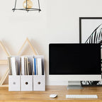 Thenshop 24 Pcs Cardboard Magazine File Holders Magazine Book Bin Box with Label Sticker Paper Organizer Storage Folder for Desk Shelves School Classroom Office Supplies(Classic,White)