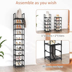 Tall Narrow Shoe Rack for Entryway, 10-Tier Sturdy Metal Shoe Shelf Storage 10-15 Pairs of Shoes and Boots, Space Saving Corner Shoe Rack Organizer for Closet,Doorway,Garage,Living Room