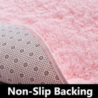 FJZFING Pink Round Rug Ultra-Soft Plush Modern 5x5 Circle Area Rug for Kid's Bedroom, Fluffy Shag Circular Rug for Nursery Room, Non-Slip Home Decor Cute Pink Carpet for Teen's Room
