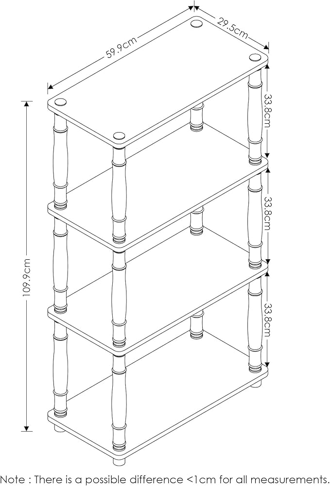Furinno Turn-N-Tube 4-Tier Multipurpose Shelf Display Rack, Classic Tubes, Black/Grey