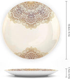 7 Inch Decorative Plate, Victorian Tableware Plate, Artistic Oriental Vintage Henna Style Mandala Print Ceramic Display Plate for Decorative Ornaments Giving Plates, 1 Plate with 1 Display Stand