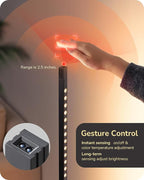 EDISHINE LED Corner Floor Lamp, New Gesture Control Dimmable Corner Light with Remote Control, 3000K-6000K Eye Caring Standing Lamp, Modern Minimalist Lit Lamp for Bedroom, Living Room, Office, Black