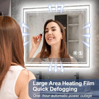26“ x 26” LED Mirror for Bathroom Front and Backlit Anti-Fog Dimmable 3 Colors LED Bathroom Mirror with Lights Memory Function Smart Mirror Touch Sensor Square Wall Mounted