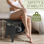 Shower Benches for Inside Shower, Waterproof HDPS Shower Stool for Shaving Legs, 500LBS Heavy Duty Shower Chair With Storage Shelf, Waterproof Shower Seat for Bathroom, Elderly, Indoor, Outdoor, Black