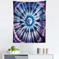 Ambesonne Trippy Tapestry, Indigo Tones Outer Space Featuring Moon with Psychedelic Abstract Woods, Fabric Wall Hanging Decor for Bedroom Living Room Dorm, 23" X 28", Pale Fuchsia Sea Blue
