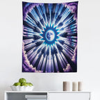 Ambesonne Trippy Tapestry, Indigo Tones Outer Space Featuring Moon with Psychedelic Abstract Woods, Fabric Wall Hanging Decor for Bedroom Living Room Dorm, 23" X 28", Pale Fuchsia Sea Blue