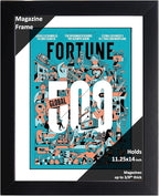 Creative Picture Frames 11.25 x 14 Magazine Frame with Full-Strength Glass, Holds Up To A 1/4" Thick Media with Installed Hangers for Easy Mounting, 12x15 Black Frame with White Mat