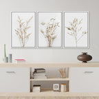 MUDECOR Framed Canvas Print Wall Art Wildflower Floral Botanical Prints Minimalist Wall Art Modern Farmhouse for Bedroom - 24"x36"x3 White