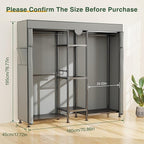 LEHOM G6C Heavy Duty Clothes Rack with Cover, Wire Garment Rack for Hanging Clothes, Compact Closet Storage Clothing Rack with Oxford Fabric Cover, Adjustable Hanging Clothes Racks for Bedroom