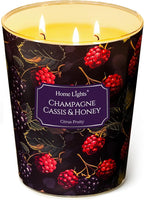 HomeLights Scented Candles | Large Jar 34 Oz Natural Soy Candle | 130 hrs Long-Lasting with 3 Wicks | Eclectic Mixed Styles Home Decor | Gifts for Mom & Women, Champagne Cassis & Honey