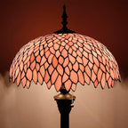 WERFACTORY Tiffany Floor Lamp Pink Wisteria Stained Glass Standing Reading Light 16X16X64 Inches Antique Style Pole Corner Lamp Decor Bedroom Living Room Home Office S523P Series