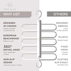 MORALVE Pants Hangers Space Saving - European Beechwood Scarf and Jean Hangers - Closet Organizer and Space Saver Pant Rack, Leggings Hanger, and Scarf Holder with 360° Swivel Hook (1 Pack)