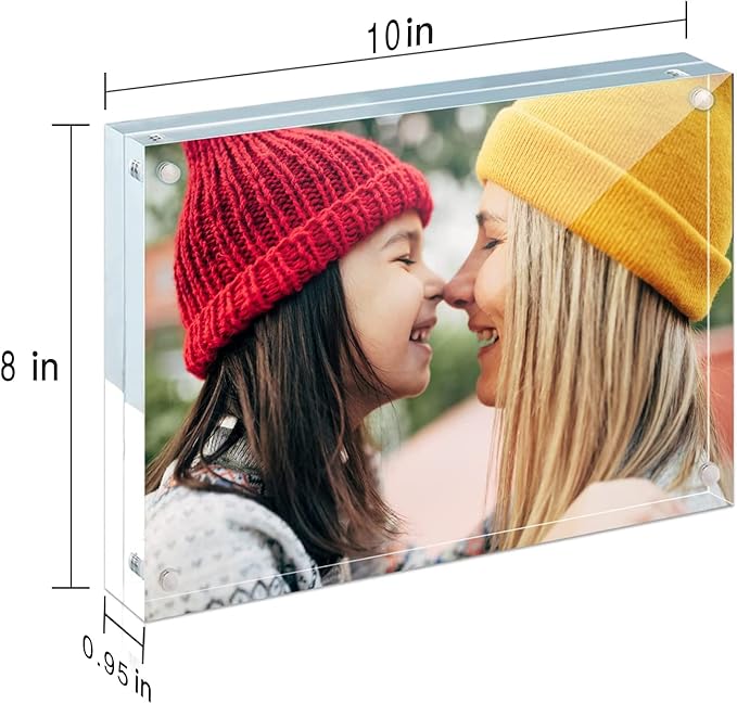 ILYXY 3 Pack Acrylic Frame 8x10, 20% Thicker, 24mm Thick Frameless Clear Picture Frame, Double Sided Magnetic Photo Frame, Free Standing Desktop Display Stand Acrylic Picture Frames