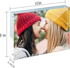 ILYXY 2 Pack Acrylic Frame 8x10, 20% Thicker, 24mm Thick Frameless Clear Picture Frame, Double Sided Magnetic Photo Frame, Free Standing Desktop Display Stand Acrylic Picture Frames