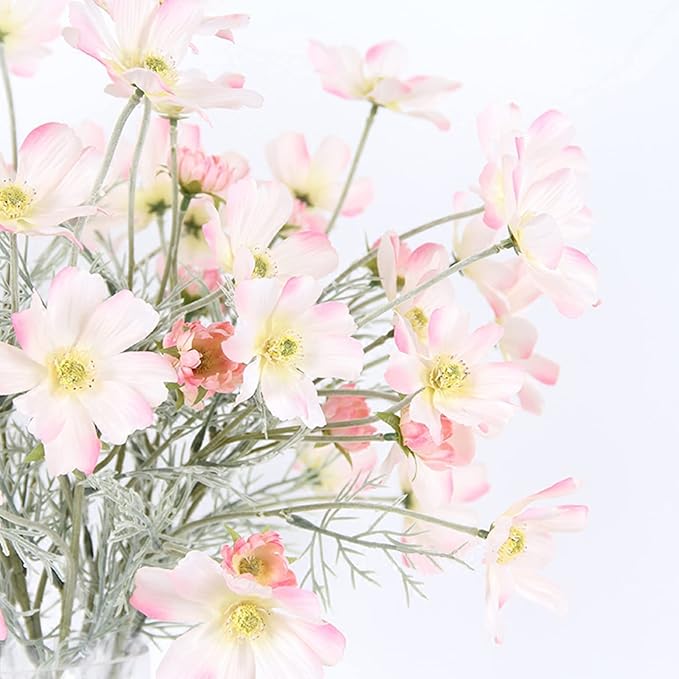 2 Pcs Artificial Flowers Plants Calliopsis Silk Flower Arrangements Wedding Bouquets Decorations Plastic Floral Table Centerpieces for Home Kitchen Garden Party Decor Approx 23.6'' High - Light Pink
