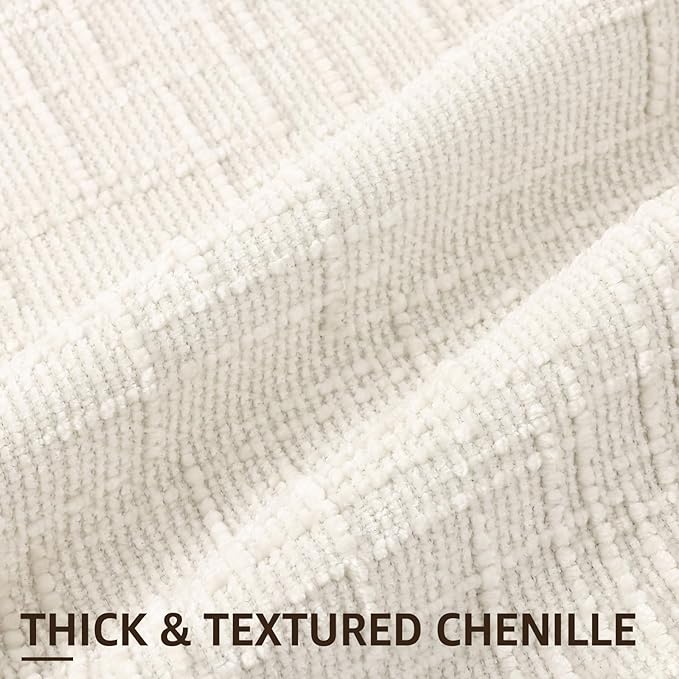 decorUhome Spring Cream White Chenille Throw Pillow Covers 18x18 Set of 2 Textured Slubby Couch Pillow Covers Farmhouse Accent Modern Neutral Decorative Pillow Cases for Bed Sofa Living Room