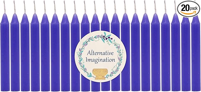 Alternative Imagination Purple Chime Candles - 20 Pack of Unscented 4 Inch Mini Taper Candles - Dripless Long Burning Ritual Candles for Meditation, Spell Work, Birthdays, Ceremonies & Home Decor