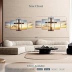 Elephant Stock Holy Cross Wall Art Multi Piece Canvas - 5 Panel Christian Pictures Decor - Digital Design Canvas Print - Christian Wall Decor - 74" X 34"