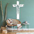 Idadey Jesus Metal Wall Art, Cross Metal Wall Art, Christian Cross Wall Decor, Religious Metal Wall Decor, Christian Gifts, Living Room Wall Decor, Housewarming Gifts (White, 53"x33"|135x84cm)