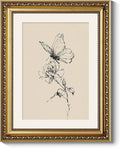 ARPEOTCY 11x14 Inch Framed Butterfly and Flower Line Art Wall Deco, Vintage Botanical Sketch Canvas Print with Gold Frame, Minimalist Black and White Wall Art for Bedroom Living Room Offic