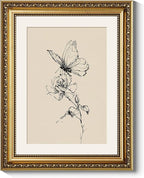 ARPEOTCY 11x14 Inch Framed Butterfly and Flower Line Art Wall Deco, Vintage Botanical Sketch Canvas Print with Gold Frame, Minimalist Black and White Wall Art for Bedroom Living Room Offic