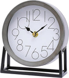 Modern Silvery Table Clock on Stand – Decorative Desk & Shelf Mantel, Farmhouse Non-Ticking, Home Décor for Living Room, Bedroom, Bedside, Office – Elegant Gift (Silvery)