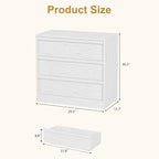 GarveeHome 3 Drawer Dresser for Bedroom, White Nightstand 3 Chest of Drawers with Large Storage, Small Modern Bedside End Table for Living Room, Nursery, Entryway