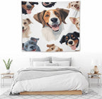 VUMIVI Cartoon Dog Tapestry Black & White Pet Dog Heads Cute Illustration Modern Creative Design Tapestry Wall Hanging for Living Room Bedroom Dorm Classroom Aesthetic Decor W60xL50in