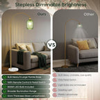 COTTHOS Floor Lamp for Living Room, Modern Gold Lamp with Ribbed Glass Lampshade Marble Base, 68” Glass Tall Lamp with Remote Control and Pedal Switch for Bedroom (6000K LED Bulb Included)