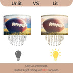 American Football & Helmet Lamp Shade with Acrylic Bead Droplets, Sport Theme Fabric Light Shade for Pendant Table & Floor Lamp, Kid Boy Teen Room Party Decor, 11.8in