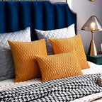 Fall Golden Yellow Couch Pillow Covers: 2 Pack 12x20 Inch Original Striped Polyester Rectangular Throw Pillow Cases for Farmhouse Home Decor