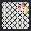 PinPix 13x13 Inch Cork Bulletin Board. This Decorative Framed Pin Board Comes with Black and White Waves Design and a Satin Black Frame. Ideal for Home Office Decor or Message Board (PinPix-194)